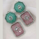 Amoliya Jewels Silver Plated American Diamond And Austrian Stone Dangler Earrings