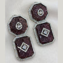 Amoliya Jewels Silver Plated American Diamond And Austrian Stone Dangler Earrings