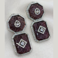 Amoliya Jewels Silver Plated American Diamond And Austrian Stone Dangler Earrings