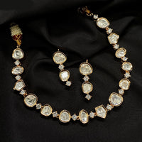 Amoliya Jewels Gold Plated Polki Kundan Stone Necklace Set