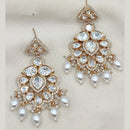 Amoliya Jewels Gold Plated Polki Kundan Stone Pearls And Beads Dangler Earrings