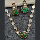 Amoliya Jewels Gold Plated Polki Kundan And Druzy Stone Necklace Set