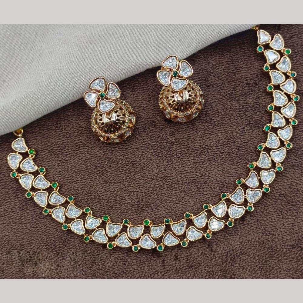 Amoliya Jewels Gold Plated Polki Kundan Necklace Set 