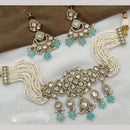 Amoliya Jewels Gold Plated Polki Kundan And Beads Choker Necklace Set
