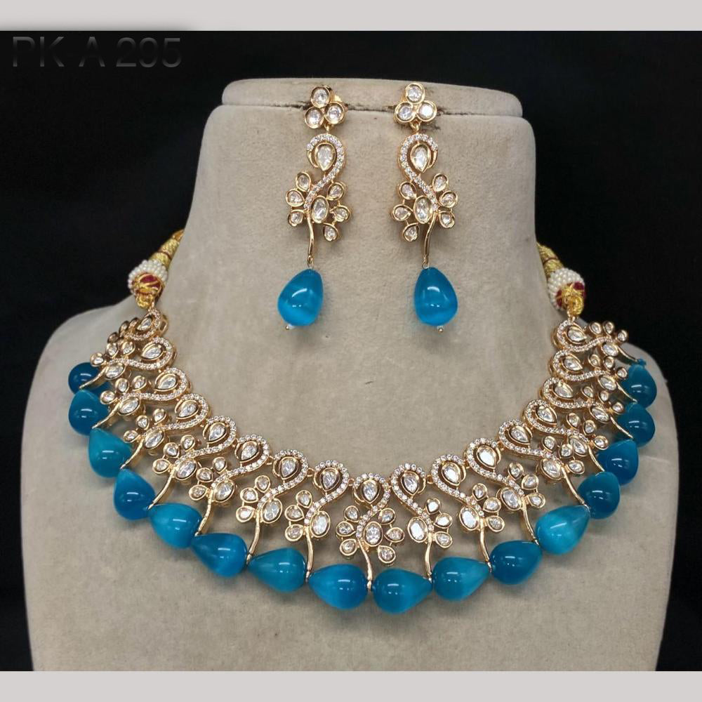 Amoliya Jewels Gold Plated Polki Kundan And Beads Necklace Set 