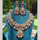 Amoliya Jewels Gold Plated Polki Kundan And Beads Necklace Set