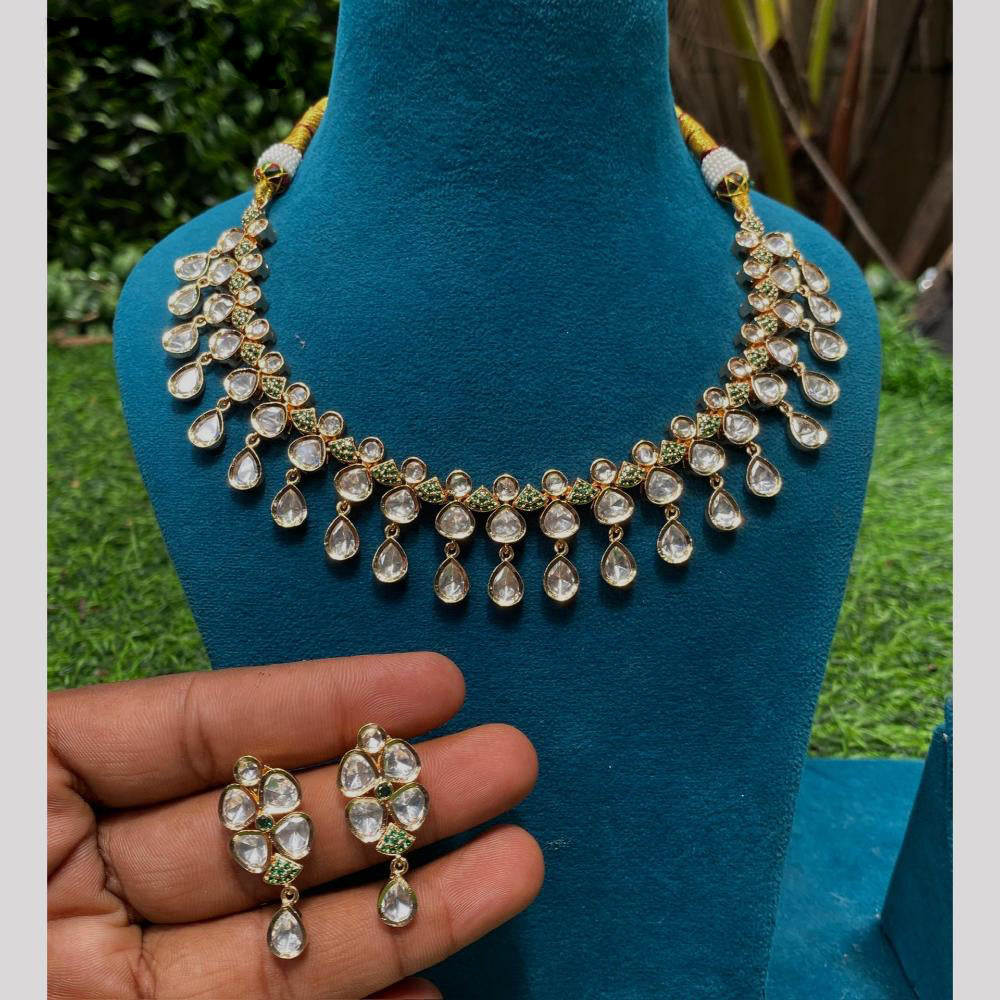 Amoliya Jewels Gold Plated Kundan Necklace Set 