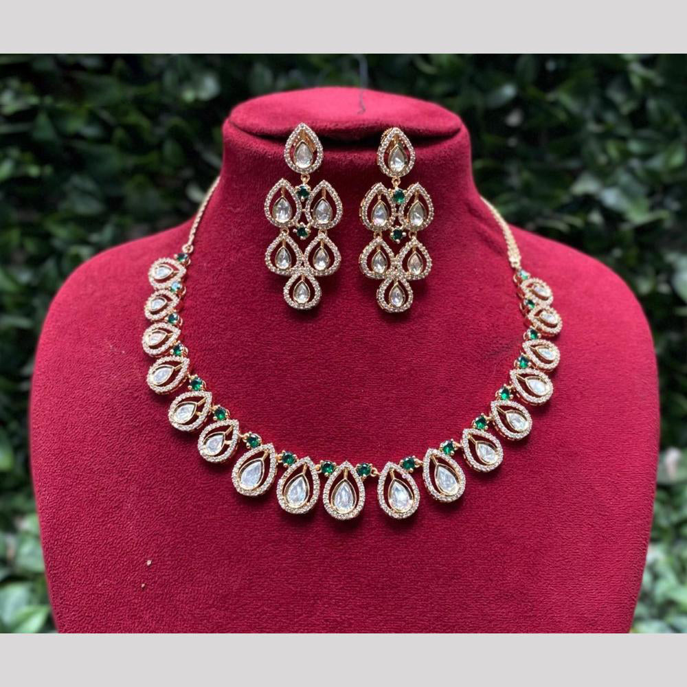 Amoliya Jewels Gold Plated Kundan Necklace Set 
