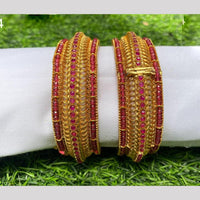 Amoliya Jewels Gold Plated Pota Stone Bangle Set 