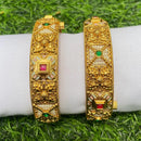 Amoliya Jewels Gold Plated Pota Stone And Meenakari Bangle Set