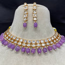 Amoliya Jewels Gold Plated Polki Kundan And Beads Necklace Set