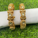 Amoliya Jewels Gold Plated Kundan And Pearl Openable Bangles Set