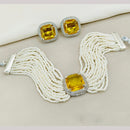 Amoliya Jewels Crystal Stone Peal Choker Necklace Set