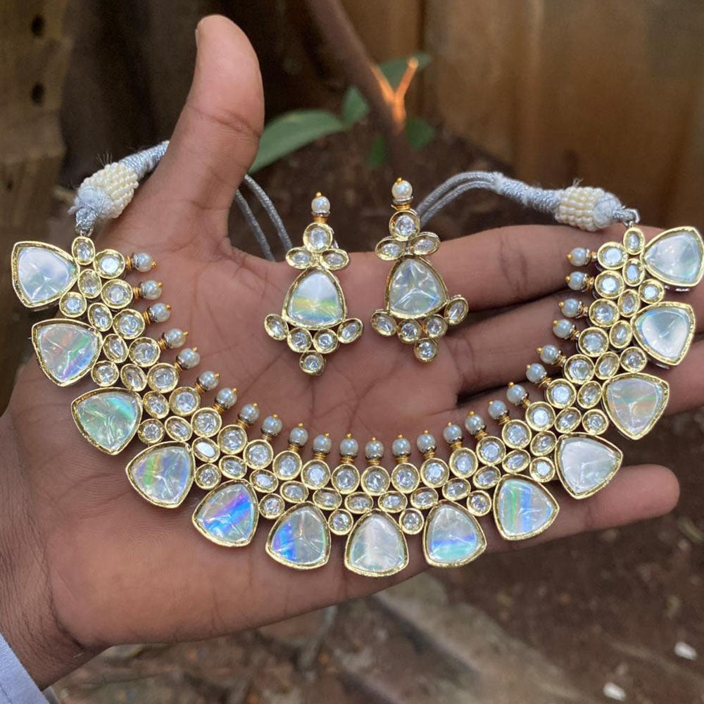 Amoliya Jewels Gracefully Grand Polki Kundan Necklace Set 