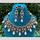 Amoliya Jewels Royal Wedding Glow Crystal And Austrain Stone Pearl Necklace Set 