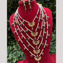 Amoliya Jewels Shimmer & Shine  Kundan And Pearl Multi Layer Long Necklace Set 