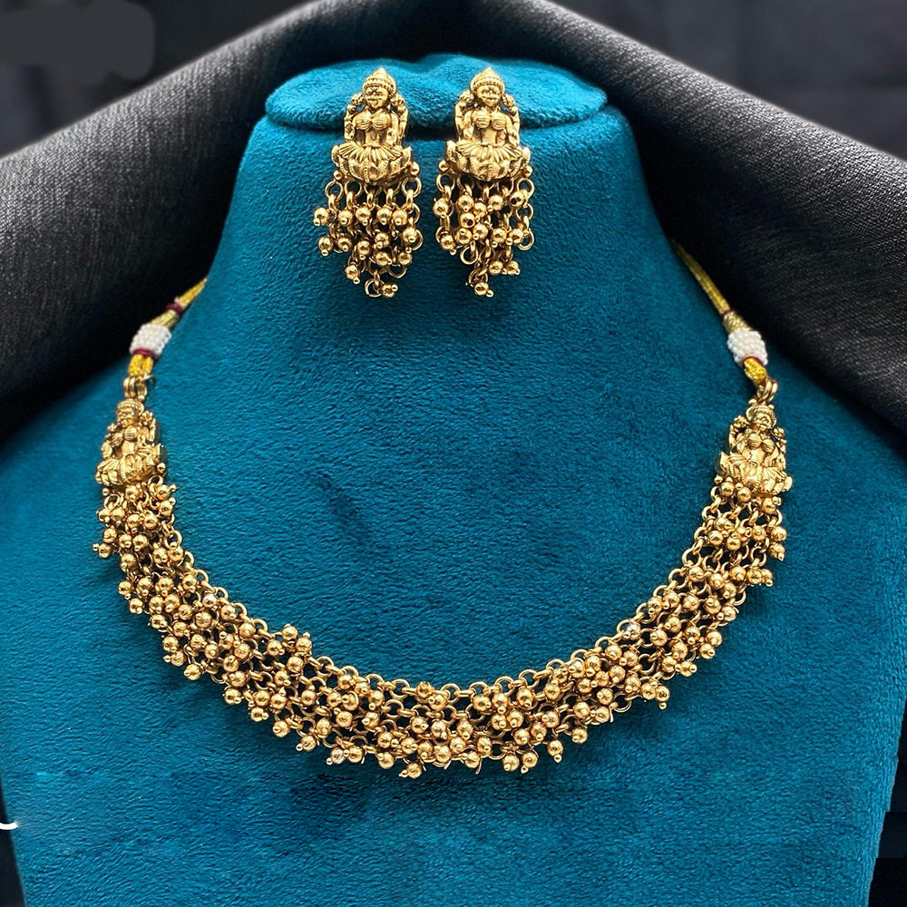 Amoliya Jewels Modern Devotion Pearl Temple Necklace Set 