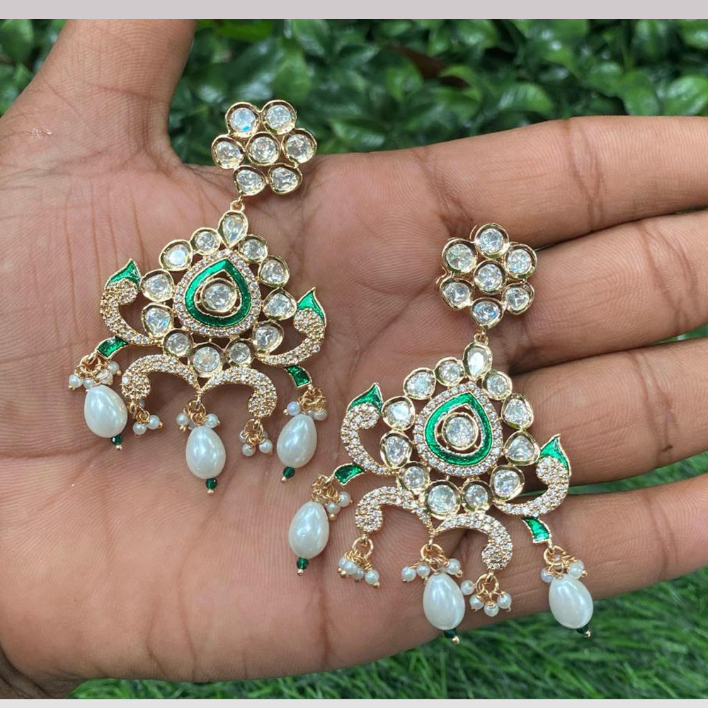 Amoliya Jewels  Royal Regin Polki Kundan And Pearl Dangler Earrings 