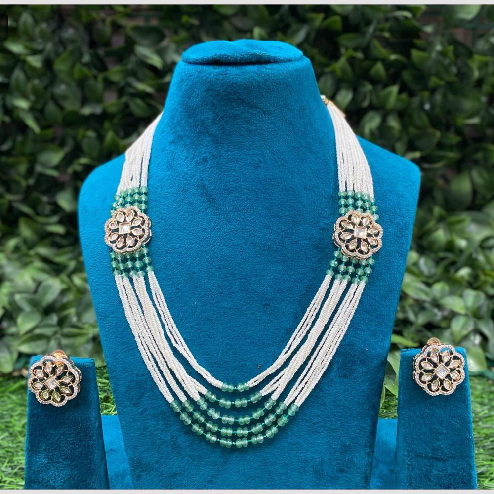 Amoliya Jewels Graceful Cascade kundan And Pearl Edition Long Necklace Set 