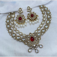 Amoliya Jewels Elegant  Kundan Timeless Beauty Necklace Set 