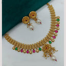 Amoliya Jewels Enchanted Pota Stone& Pearl Classic Necklace Set