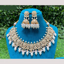 Amoliya Jewels Regal Emerald Polki Kundan Necklace Set with Pearl Tassels