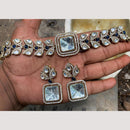 Amoliya Jewels Designer Blue Stone Square Polki Kundan Choker Necklace Set 