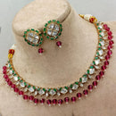 Amoliya Jewels Classic Polki Kundan And Beads Necklace Set