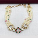Amoliya Jewels Decent Polki Kundan And Pearl Adjustable Bracelet
