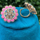 Amoliya Jewels Royal Heritage Polki Kundan And Pearl Studs Earrings