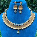 Amoliya Jewels Ethnic  Pota Stone And Pearls Necklace Set