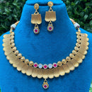Amoliya Jewels Ethnic  Pota Stone And Pearls Necklace Set