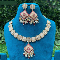 Amoliya Jewels Timeless Polki Kundan And Pearls Meenakari Necklace Set