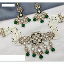 Amoliya Jewels Royal Polki Kundan And Pota Stone Necklace Set