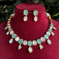 Amoliya Jewels Glamorous Heavy Polki Kundan Necklace Jewelry Set