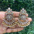 Amoliya Jewels Dazzling Pota Stone And Pearls Dangler Earrings