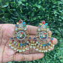 Amoliya Jewels Dazzling Pota Stone And Pearls Dangler Earrings
