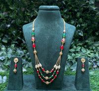 Amoliya Jewels Royal Spark Pearl And Beads Necklace Set