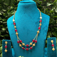 Amoliya Jewels Royal Spark Pearl And Beads Necklace Set