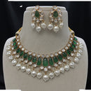 Amoliya Jewels Sparkling Polki Kundan Pota Stone And Pearl Necklace Set