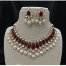 Amoliya Jewels Sparkling Polki Kundan Pota Stone And Pearl Necklace Set