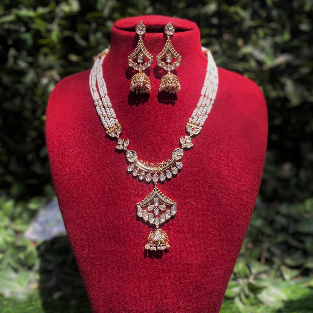 Amoliya Jewels Regal Gleam Polki Kundan And Pearl Necklace Set