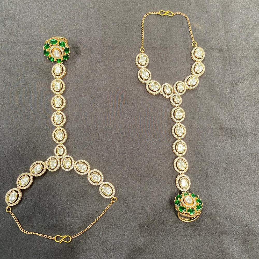 Amoliya Jewels Regal Radiance Polki Kundan Stone Hand Harness
