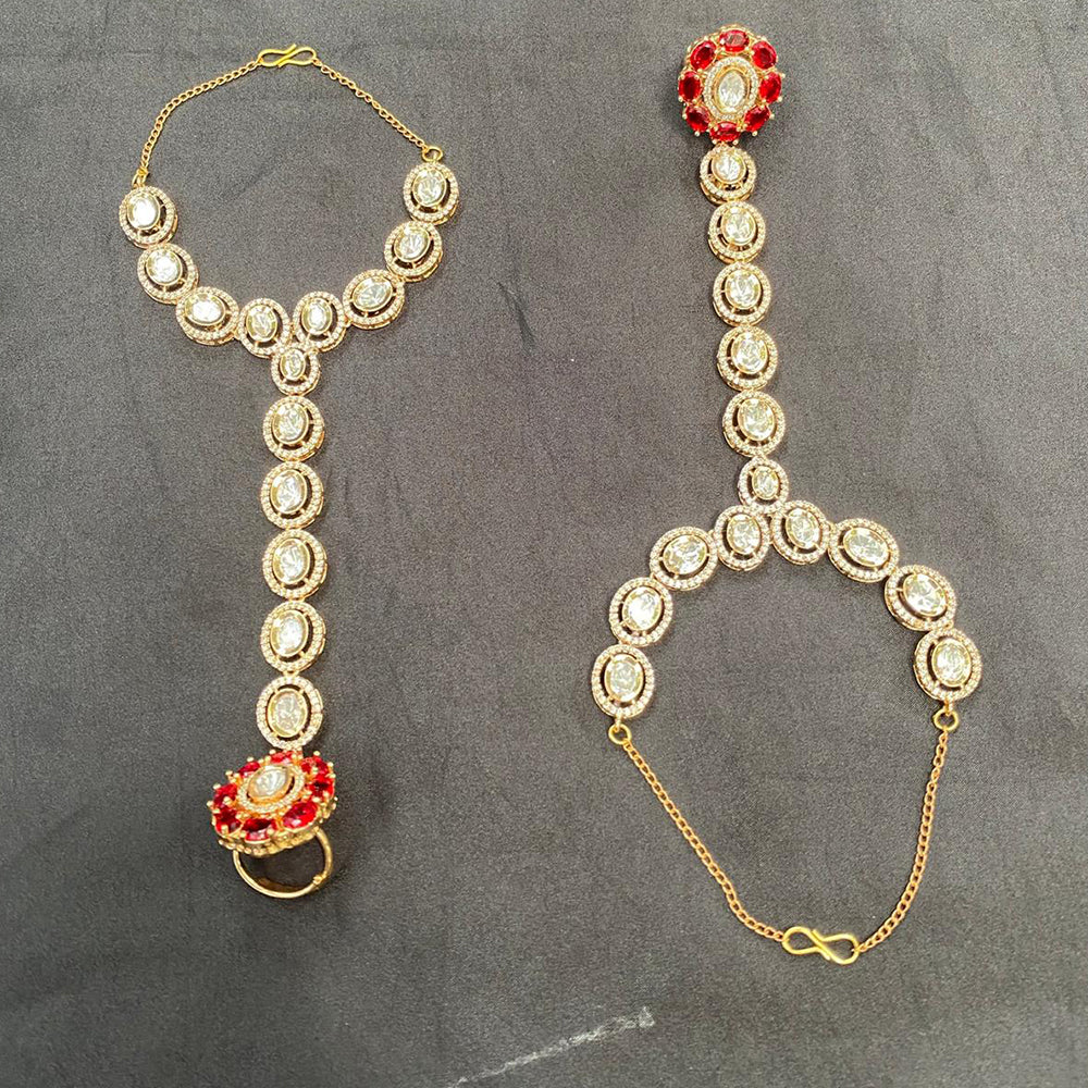 Amoliya Jewels Regal Radiance Polki Kundan Stone Hand Harness