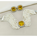 Amoliya Jewels Luxe Grace American Diamond And Pearls Choker Necklace Set