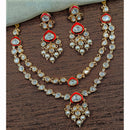 Amoliya Jewels Grand Polki Kundan Stone And Pearl Meenakari Necklace Set
