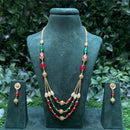 Amoliya Jewels Premium Pota Stone And Beads Necklace Set