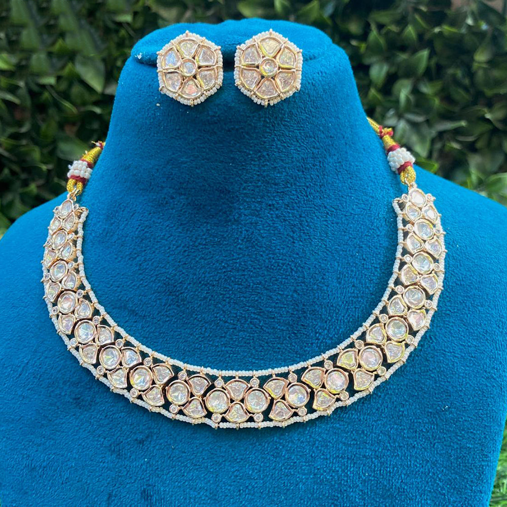 Amoliya Jewels Royal Polki Kundan Stone And Pearl Heritage Necklace Set