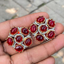Amoliya Jewels Classic Pota Stone And Austrian Stone Stud Earrings
