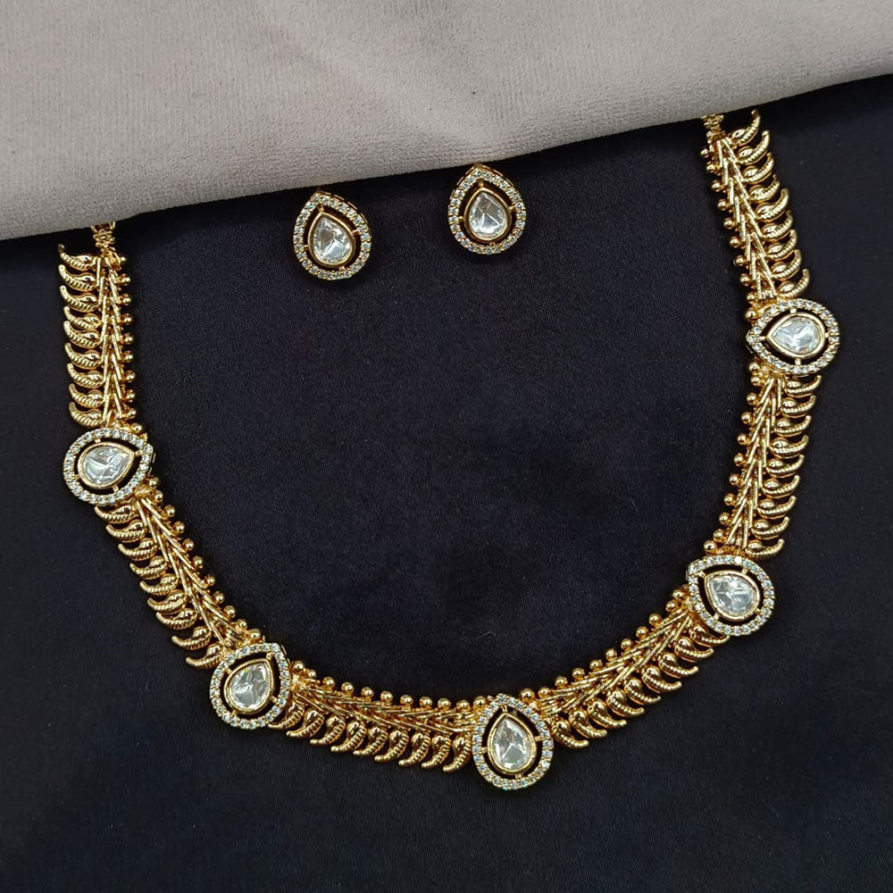 Amoliya Jewels Royal Polki Kundan And Austrian Stone Necklace Set